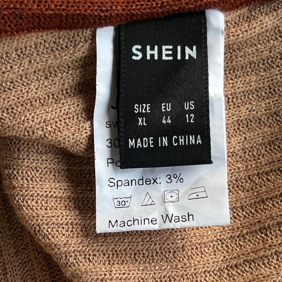 Shein Crop Top Womens Extra Large Brown Colorblock Lettuce Trim - Picture 3 of 9